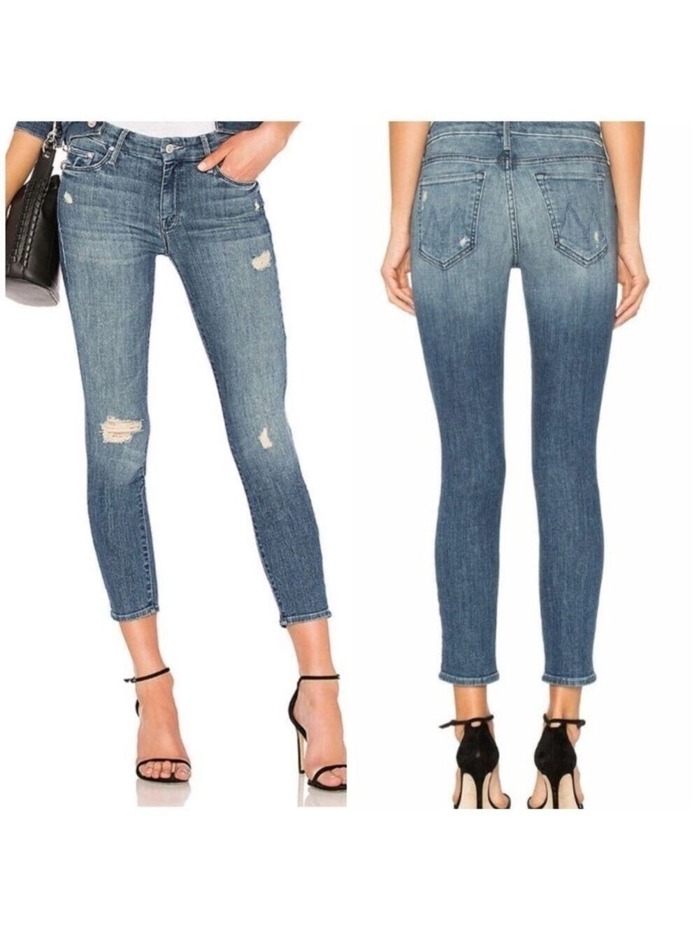 Mother The Looker Crop Distressed Jeans in Gypsy